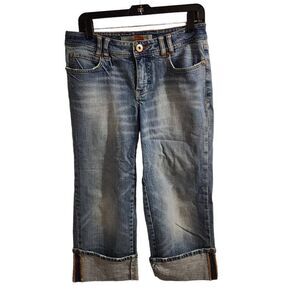 Christopher Blue Medium Wash Cuffed Capris Size 8
